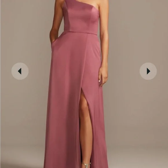 David's Bridal | Dresses | Size 4 Chianti Satin Oneshoulder Bridesmaid Dress  Davids Bridal Style F2099 | Poshmark